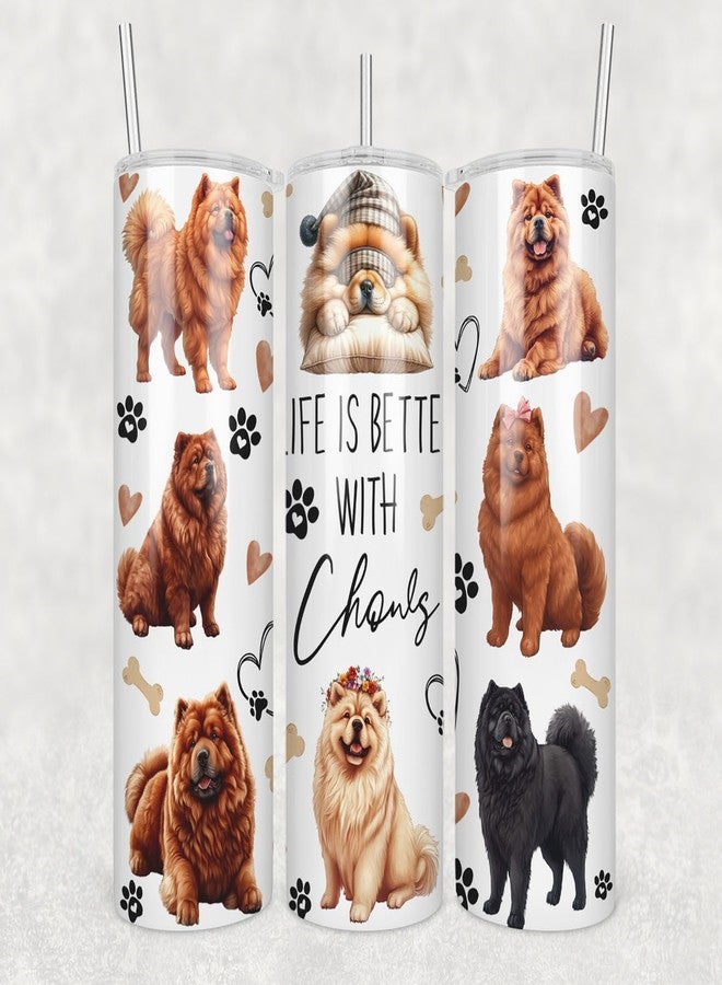HKDesignGift كوب HKDesignGift "الحياة أجمل مع الكلاب" بتصميم كلب تشاو تشاو، سعة 20 أونصة - كوب عيد أم سعيد - أكواب بتصميم كلب تشاو تشاو - هدية عيد ميلاد لأم الكلب - هدية لمحبي الكلاب - كوب لمحبي الحيوانات الأليفة - Image 1